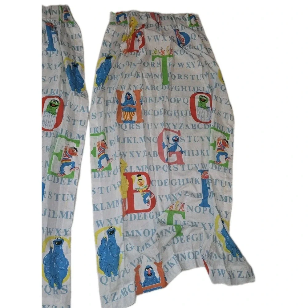 Sesame Street Alphabet Curtains 2 Panels VTG Pinch Pleat Primary Colors Big Bird